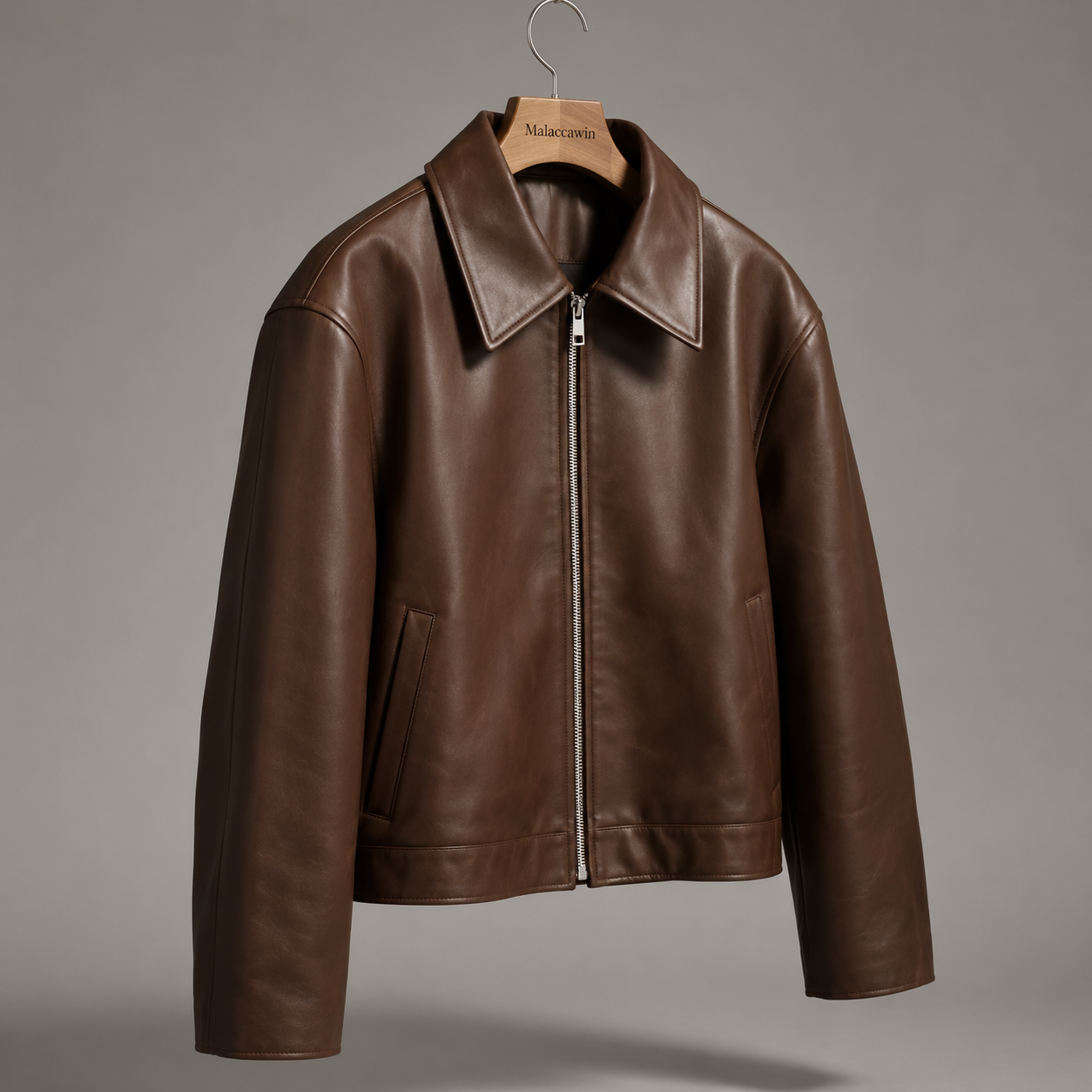 Slim Fit Everyday Leather Jacket - Front