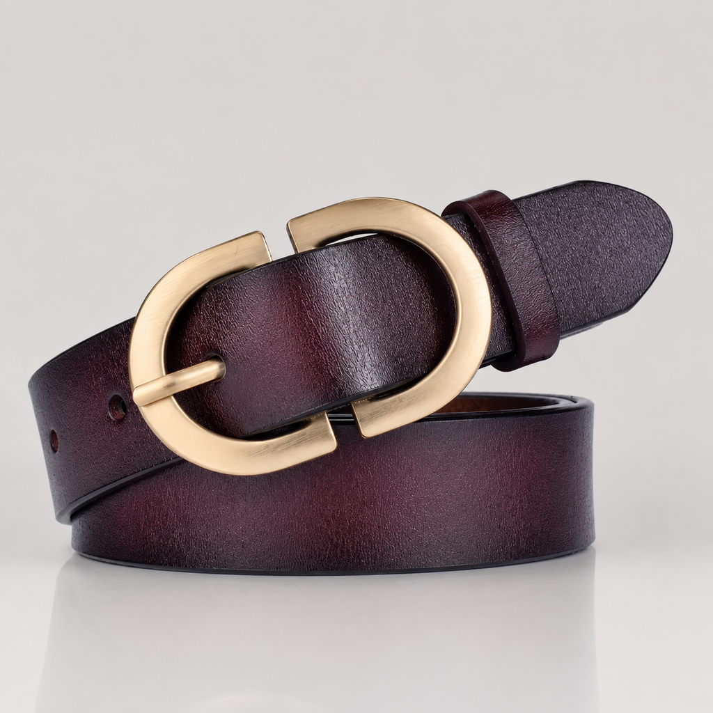 Golden Buckle Leather Belt