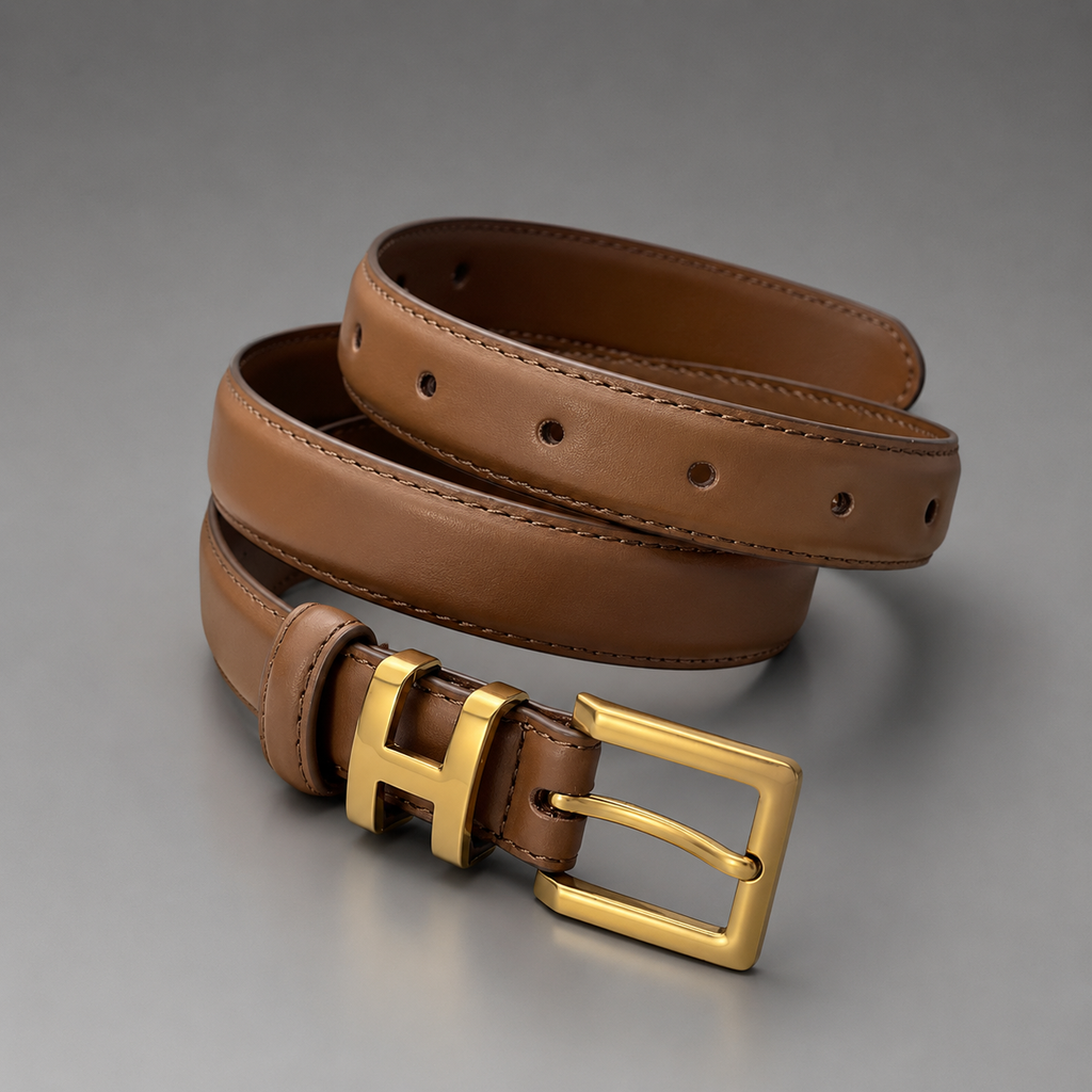 H-Buckle Faux Leather Belt