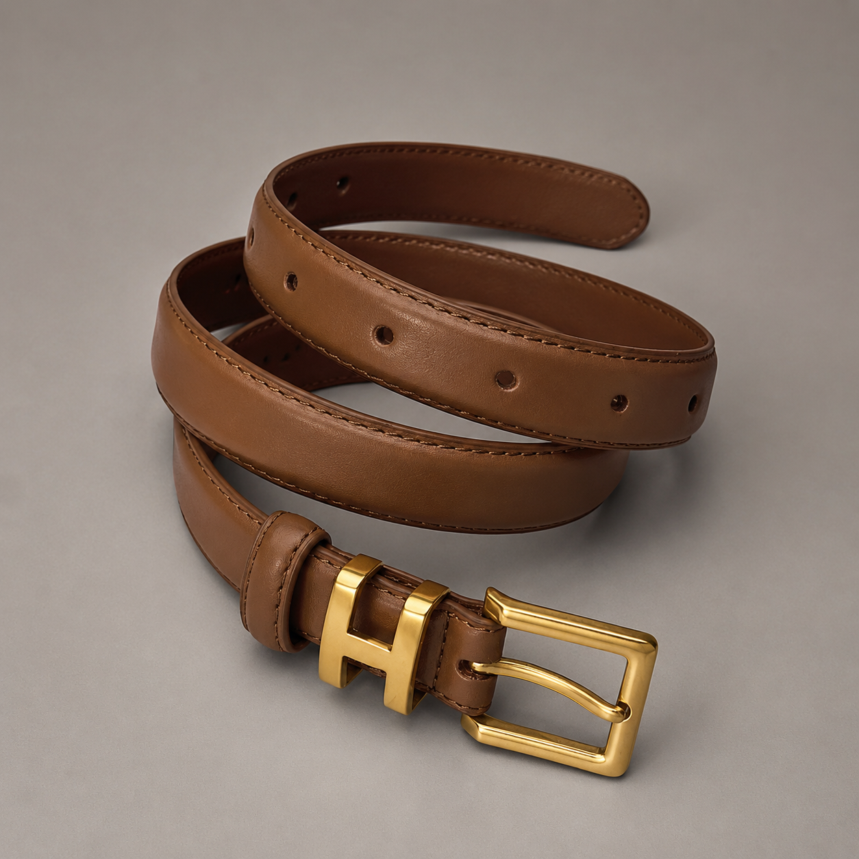 H-Buckle Faux Leather Belt