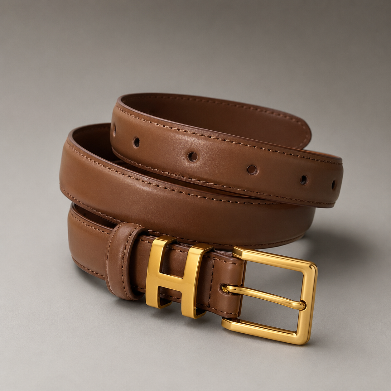 H-Buckle Faux Leather Belt