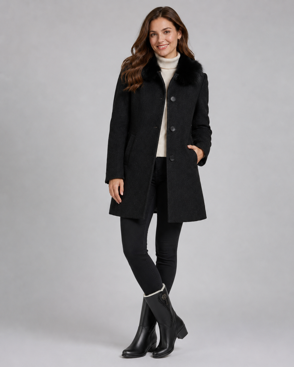 Plush-Lined Winter Ankle Boots - front view