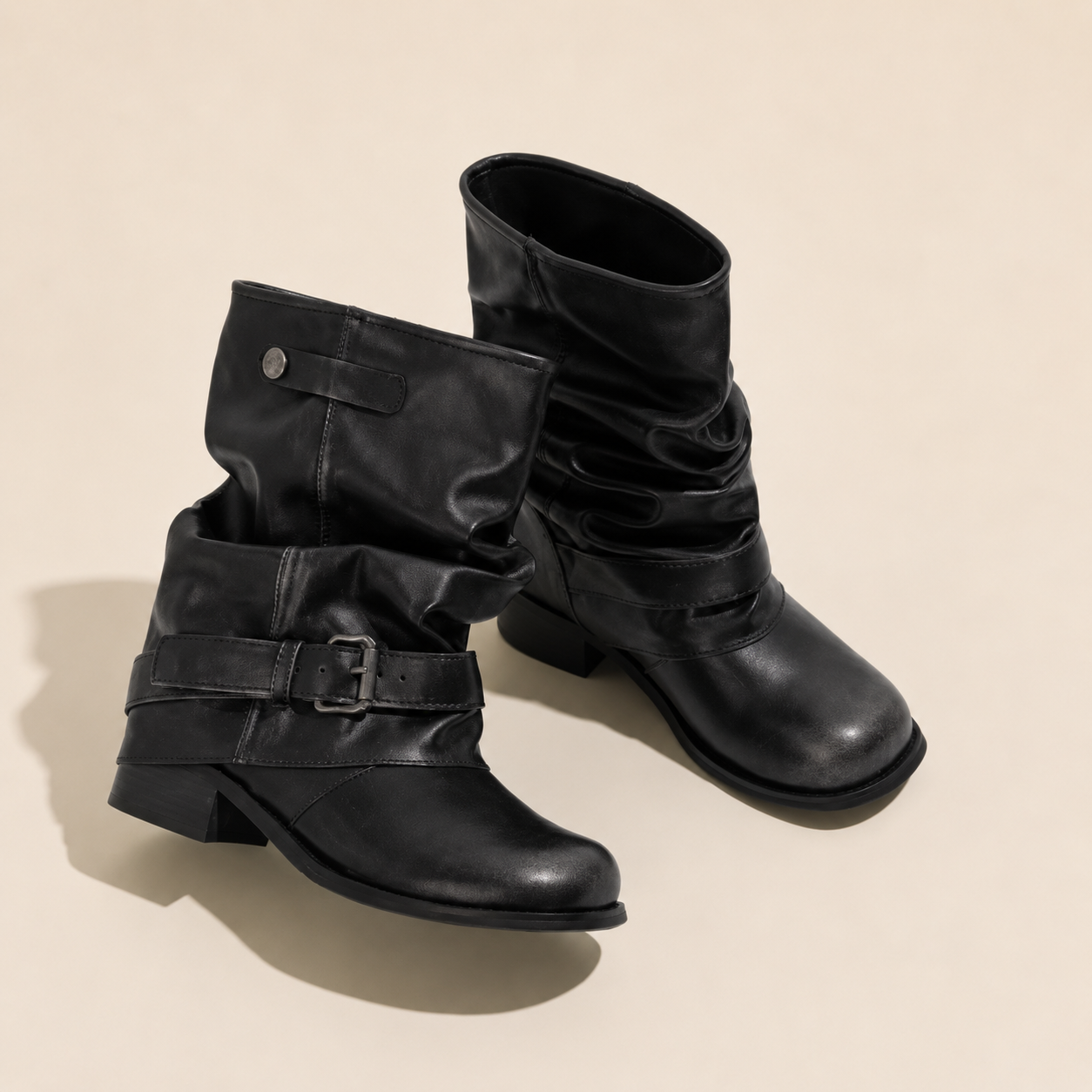 Block-Heel Pointed Ankle Boots