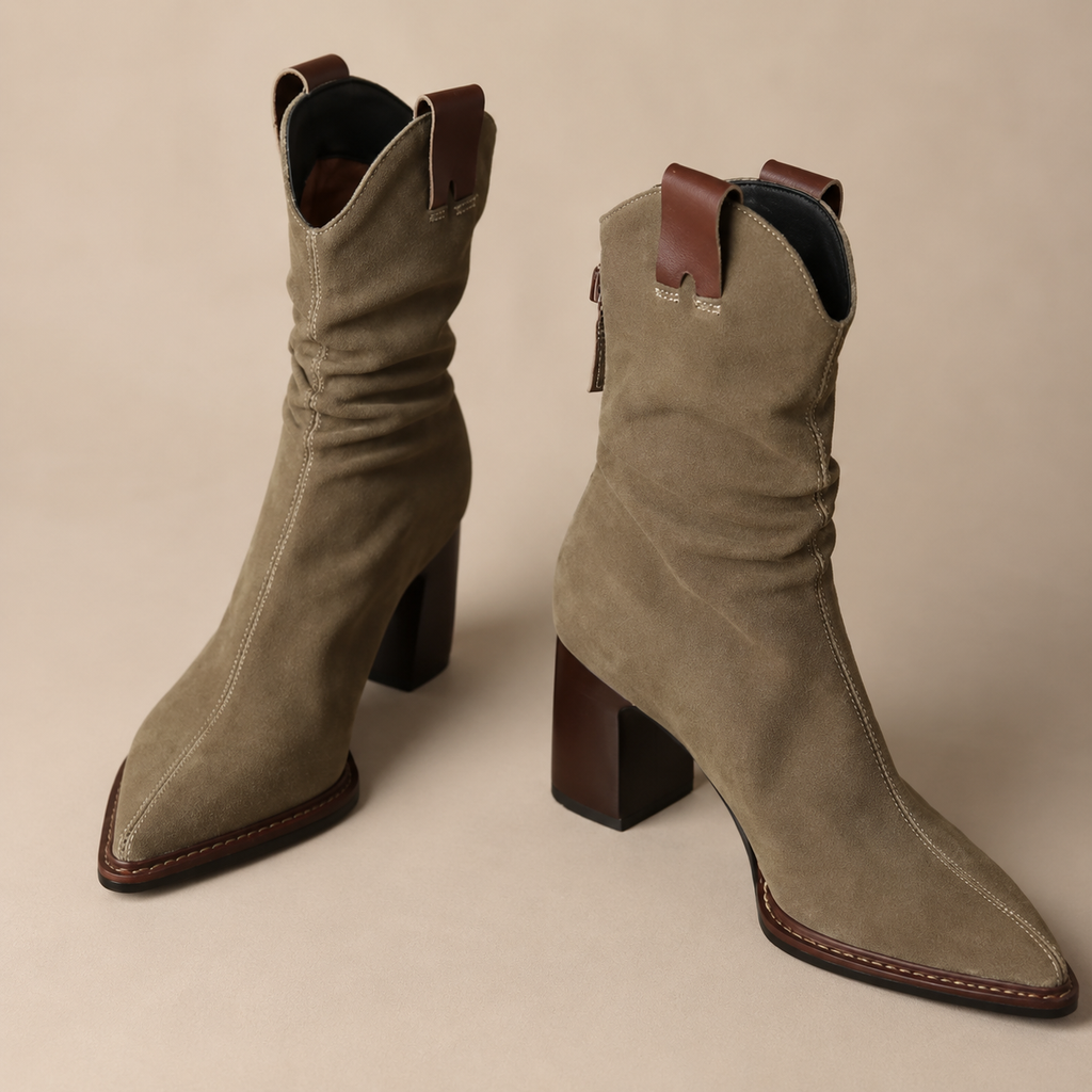 Gold-Charm Platform Ankle Boots